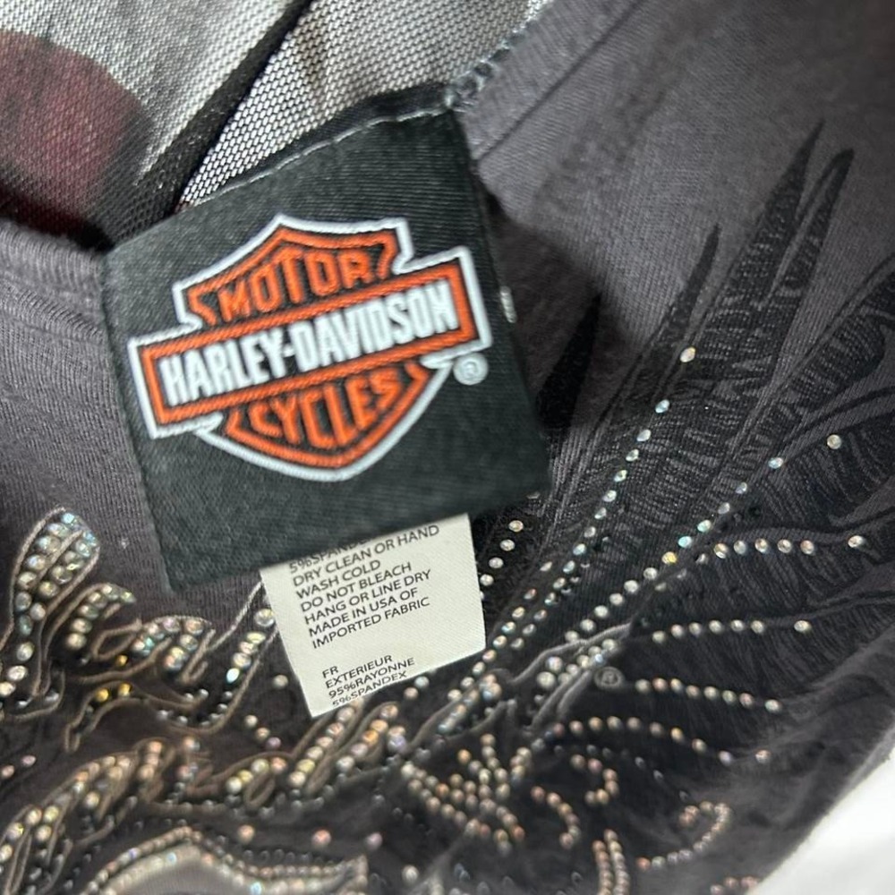 Harley-Davidson Women's Embellished Feathers Scoop Neck Sleeveless Tank Top L - Picture 4 of 5